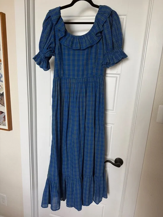 Doen Blue Plaid Lupine Maxi Dress - Picture 3 of 5